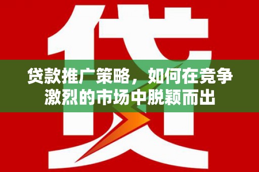水里贷款推广策略，如何在竞争激烈的市场中脱颖而出