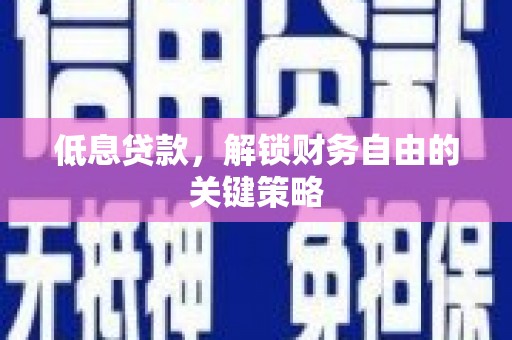 水里低息贷款，解锁财务自由的关键策略