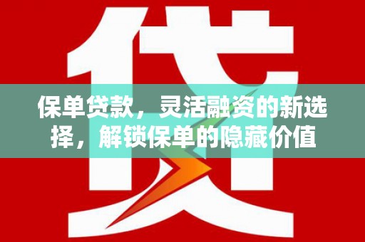 水里保单贷款，灵活融资的新选择，解锁保单的隐藏价值
