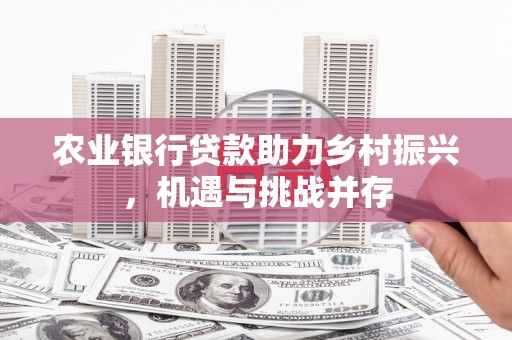 水里农业银行贷款助力乡村振兴，机遇与挑战并存