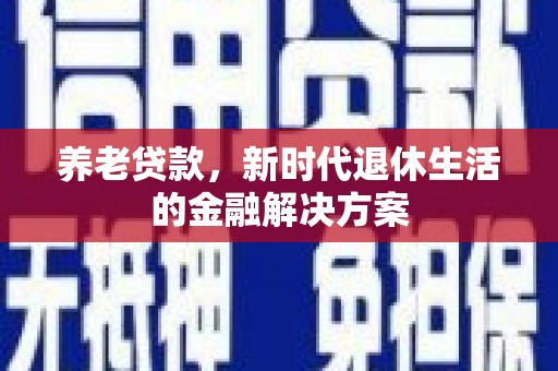 水里养老贷款，新时代退休生活的金融解决方案